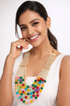 Gold Plated | Brass | Multi - Color 5 Layer Beaded Mala Necklace |