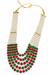 Gold Plated | Brass | Red - Green Color 5 Layer Beaded Mala Necklace |
