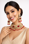 Monalisa Ruby Red | American Diamond Choker Necklace Set with Earrings | Elegant Jewelry |