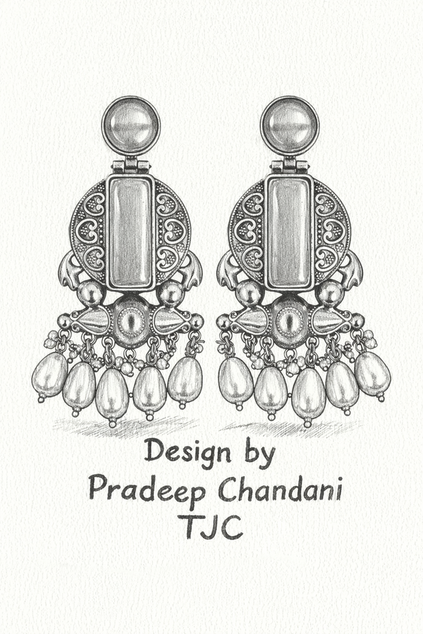 Lemon Quartz Glass | Silver & Gold (Dual) Plated | Silver Replica Oxisidised Earrings |