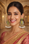 Lemon Quartz Glass | Silver & Gold (Dual) Plated | Silver Replica Oxisidised Earrings |