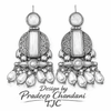 Moonstone Glass | Silver & Gold (Dual) Plated | Silver Replica Oxisidised Earrings |