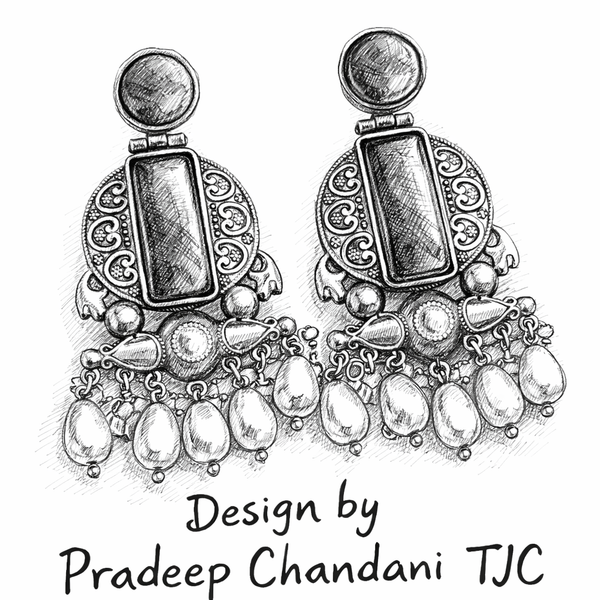 Ruby Red Glass | Silver & Gold (Dual) Plated | Silver Replica Oxisidised Earrings |