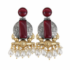 Ruby Red Glass | Silver & Gold (Dual) Plated | Silver Replica Oxisidised Earrings |