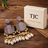 Pastel Pink Glass | Silver & Gold (Dual) Plated | Silver Replica Oxisidised Earrings |