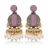 Pastel Pink Glass | Silver & Gold (Dual) Plated | Silver Replica Oxisidised Earrings |