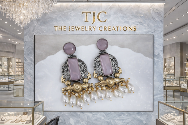 Pastel Pink Glass | Silver & Gold (Dual) Plated | Silver Replica Oxisidised Earrings |
