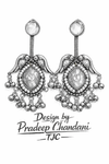 Silver Replica | Lavender Chalcedony & Pearl | Oxidised Kashmiri Earrings |