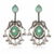 Silver Replica | Green Chalcedony & Pearl | Oxidised Kashmiri Earrings |