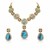 Navratan Sabyasachi Inspired | Matte Gold Finish | Necklace Set with Earrings |