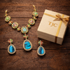 Navratan Sabyasachi Inspired | Matte Gold Finish | Necklace Set with Earrings |