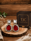 Premium Quality | Red Doublet Stone | Statement & Handmade Earrings |