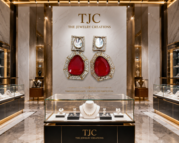 Premium Quality | Red Doublet Stone | Statement & Handmade Earrings |