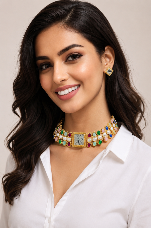 Premium Quality | Natural Stone | Choker Necklace Set |
