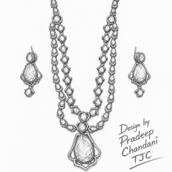 Premium Quality | Long Necklace Set | Doublet Stone |