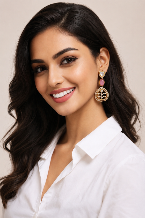 Premium Quality | Doublet Stone | Earrings | Brass |