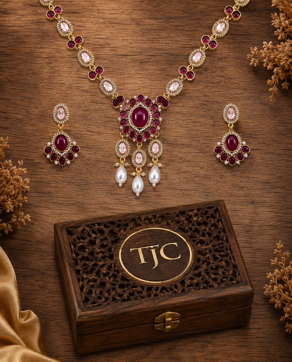Premium Quality | Ruby Inspired | Necklace Set |