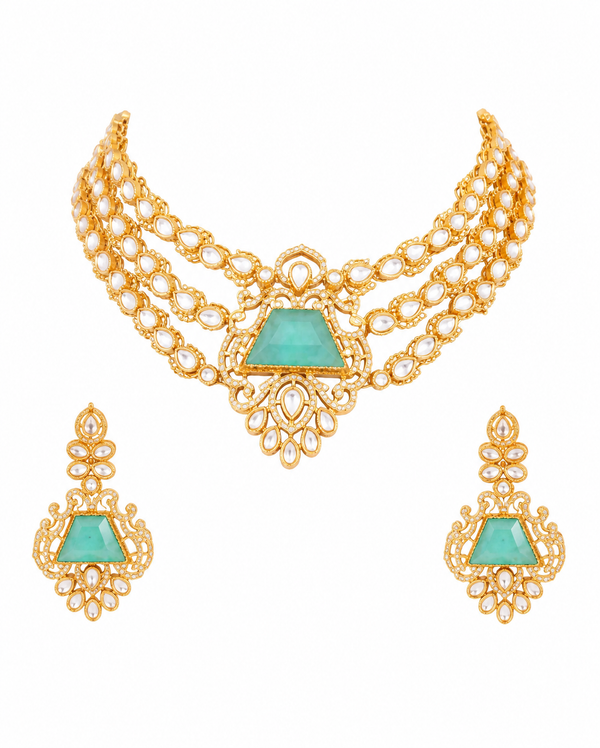 Premium Quality | Doublet Stone | Layered Design | Choker Set |