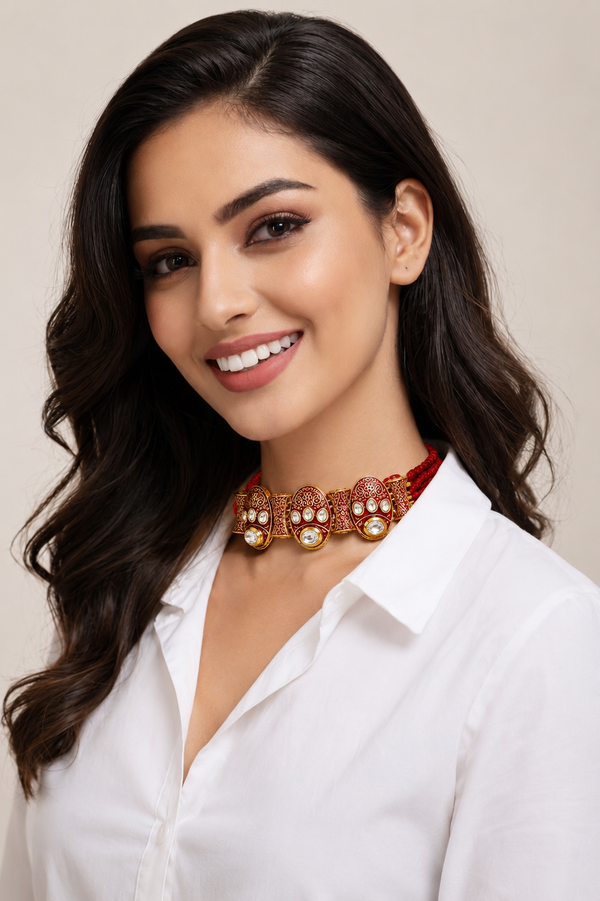 Premium Quality | Meenakari Design | Choker Necklace Set |