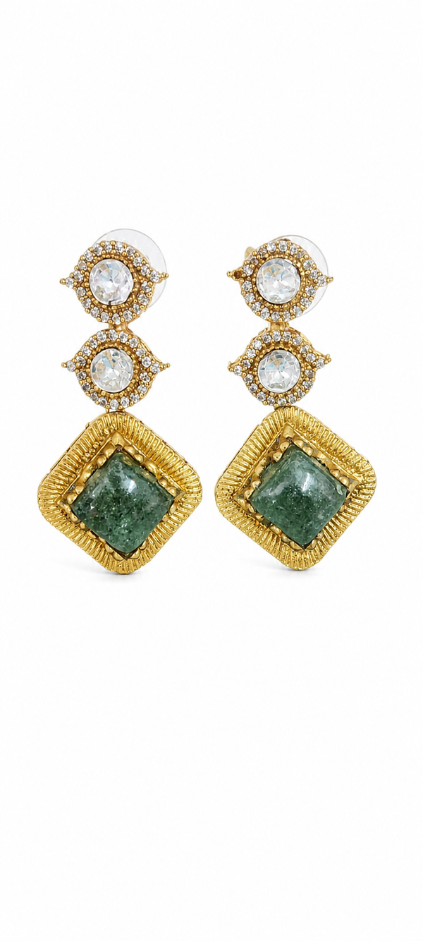 Premium Quality | Natural Stone | Brass | Dangler Style Earrings |