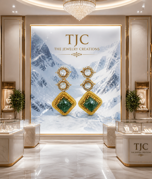 Premium Quality | Natural Stone | Brass | Dangler Style Earrings |