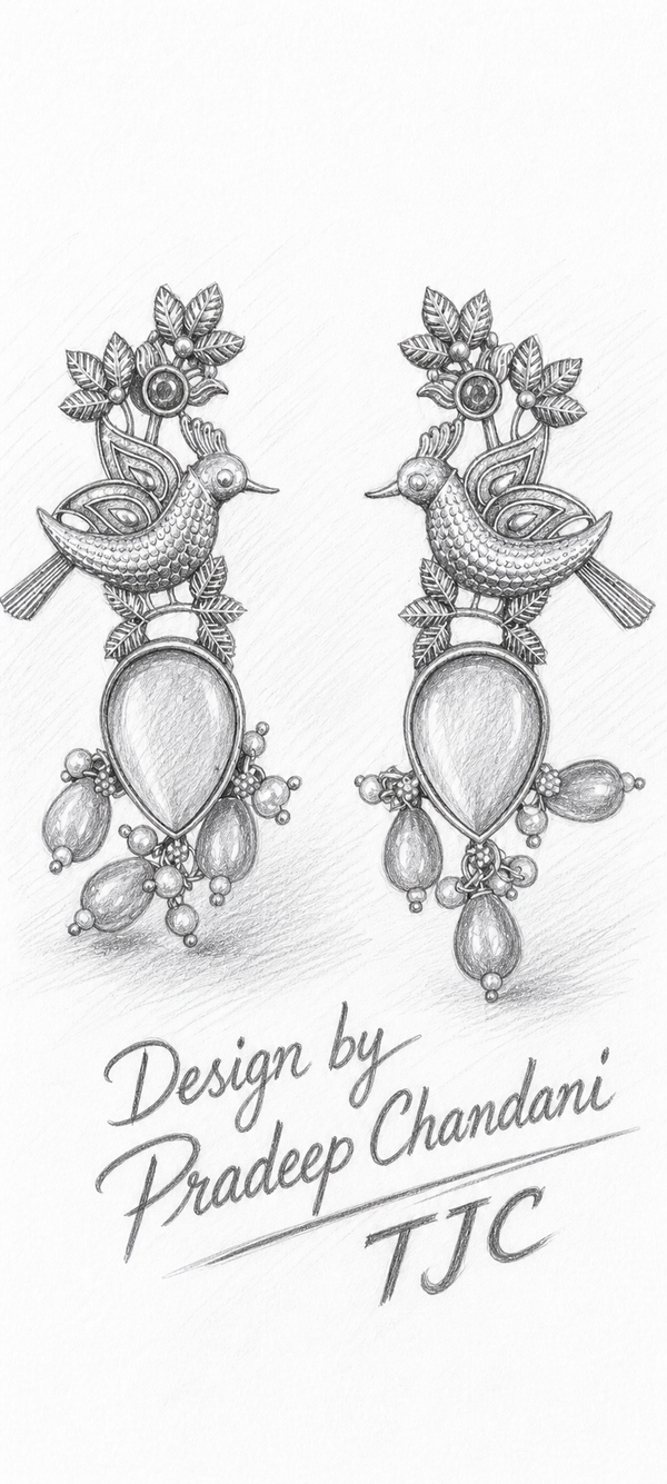 Premium Quality | Monalisa Stone | Dual Tone | Replica Earrings |