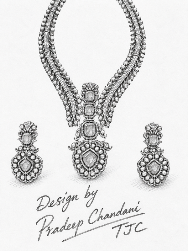 Premium Quality | Doublet Stone | Necklace Set | Amethyst Color |