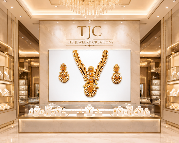 Premium Quality | Doublet Stone | Necklace Set | Orange Color |