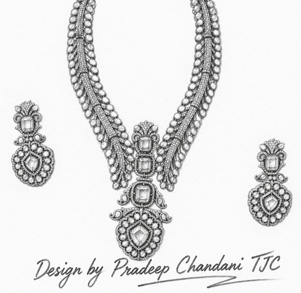 Premium Quality | Doublet Stone | Necklace Set | Sky Blue Color |