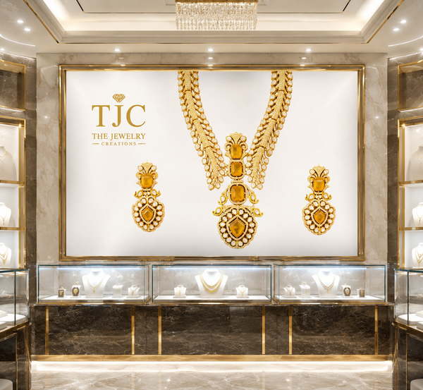 Premium Quality | Doublet Stone | Necklace Set | Yellow Color |