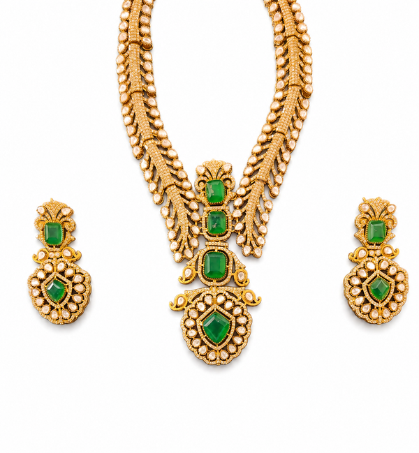 Premium Quality | Doublet Stone | Necklace Set | Green Color |