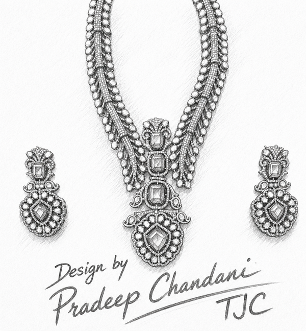 Premium Quality | Doublet Stone | Necklace Set | Green Color |