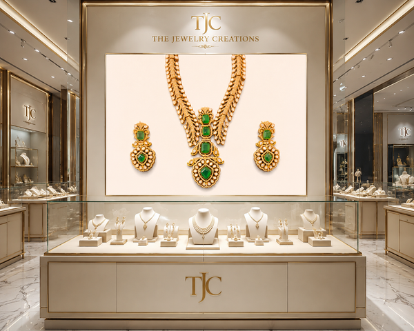 Premium Quality | Doublet Stone | Necklace Set | Green Color |