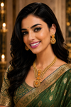 Premium Quality | Doublet Stone | Necklace Set | Orange Color |