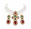 Premium Quality | Monalisa Stone | Choker Set | Red & Green Color |