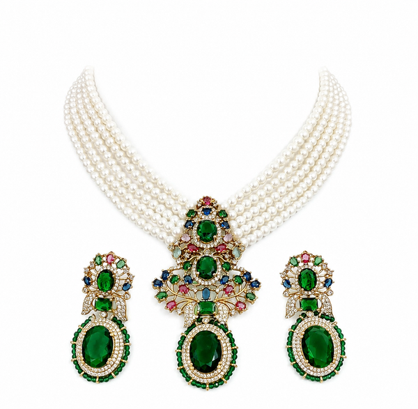 Premium Quality | Monalisa Stone | Choker Set | Green Color |