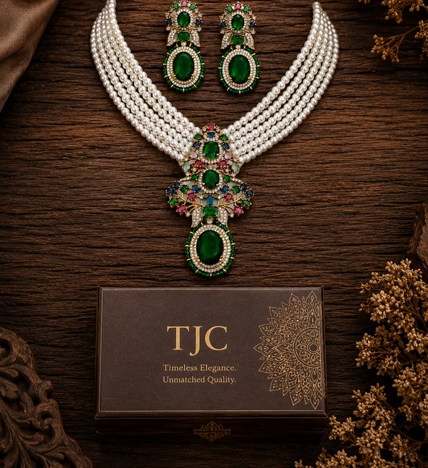 Premium Quality | Monalisa Stone | Choker Set | Green Color |