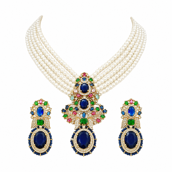 Premium Quality | Monalisa Stone | Choker Set | Blue Color |