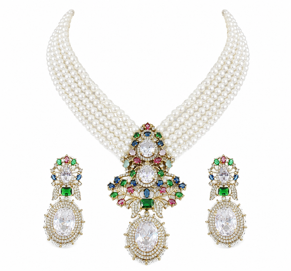 Premium Quality | Monalisa Stone | Choker Set | White Color |