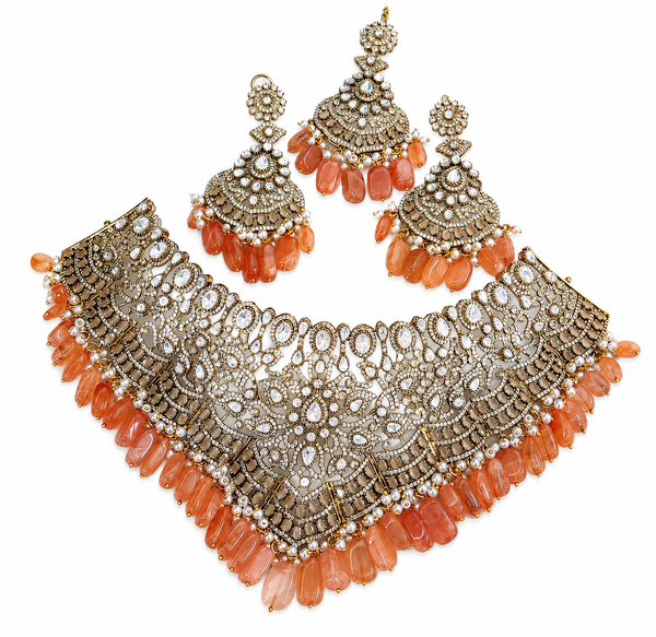 Premium Quality | 14 Carrot Anti Gold Polish | Bridal Set | Orange Color |