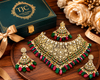 Premium Quality | 14 Carrot Anti Gold Polish | Bridal Set | Red& Green Color |