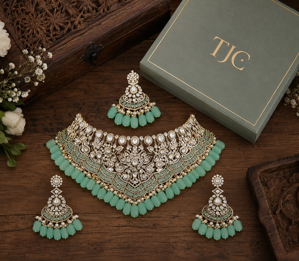 Premium Quality | 14 Carrot Anti Gold Polish | Bridal Set | Mint Color |