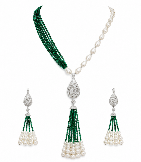 Premium Quality | Hydro Beads Mala Set | Green Color |