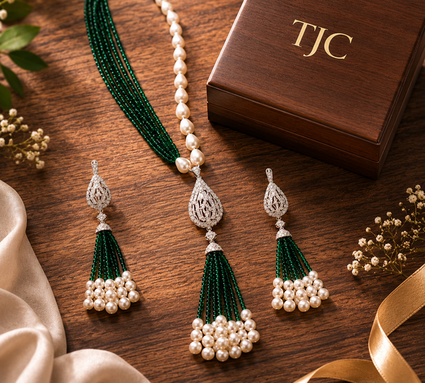 Premium Quality | Hydro Beads Mala Set | Green Color |
