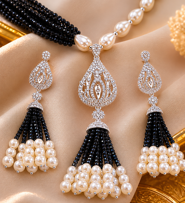 Premium Quality | Hydro Beads Mala Set | Black Color |