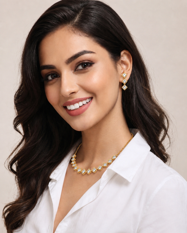 Premium Quality | Kundan Meena | Choker Style | Necklace Set |