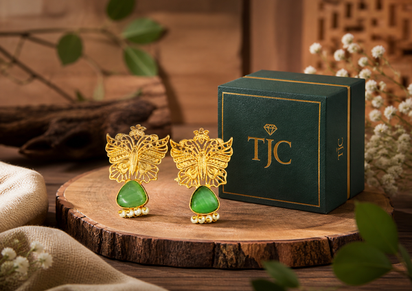 Premium Quality | Brass | Monalisa Stone | Earrings |