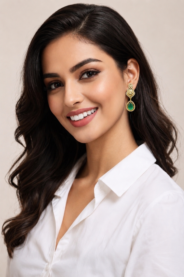 Premium Quality | Monalisa Stone | Gold Plated | Sabyasachi Inspired | Earrings |