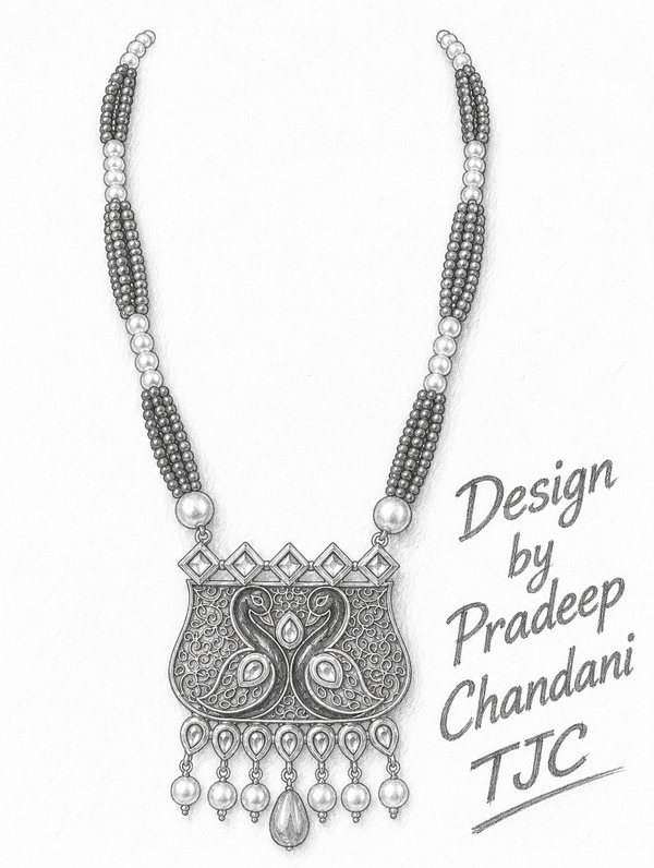 Premium Quality | White Pearl Drop | Meenakari | Long Necklace |