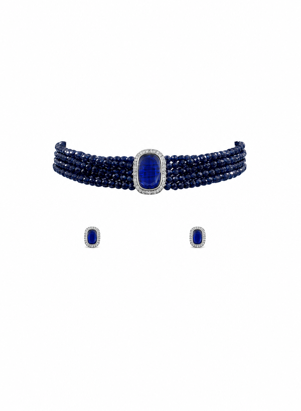 Premium Quality | Blue Monalisa Stone | Choker Necklace | Handmade Jewelry |